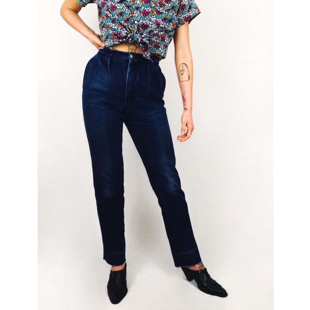Vintage High-Rise Pinstripe Denim | Size 27”